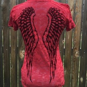 😇 Sinful Burnout Angel Wing & Skull Top 💀